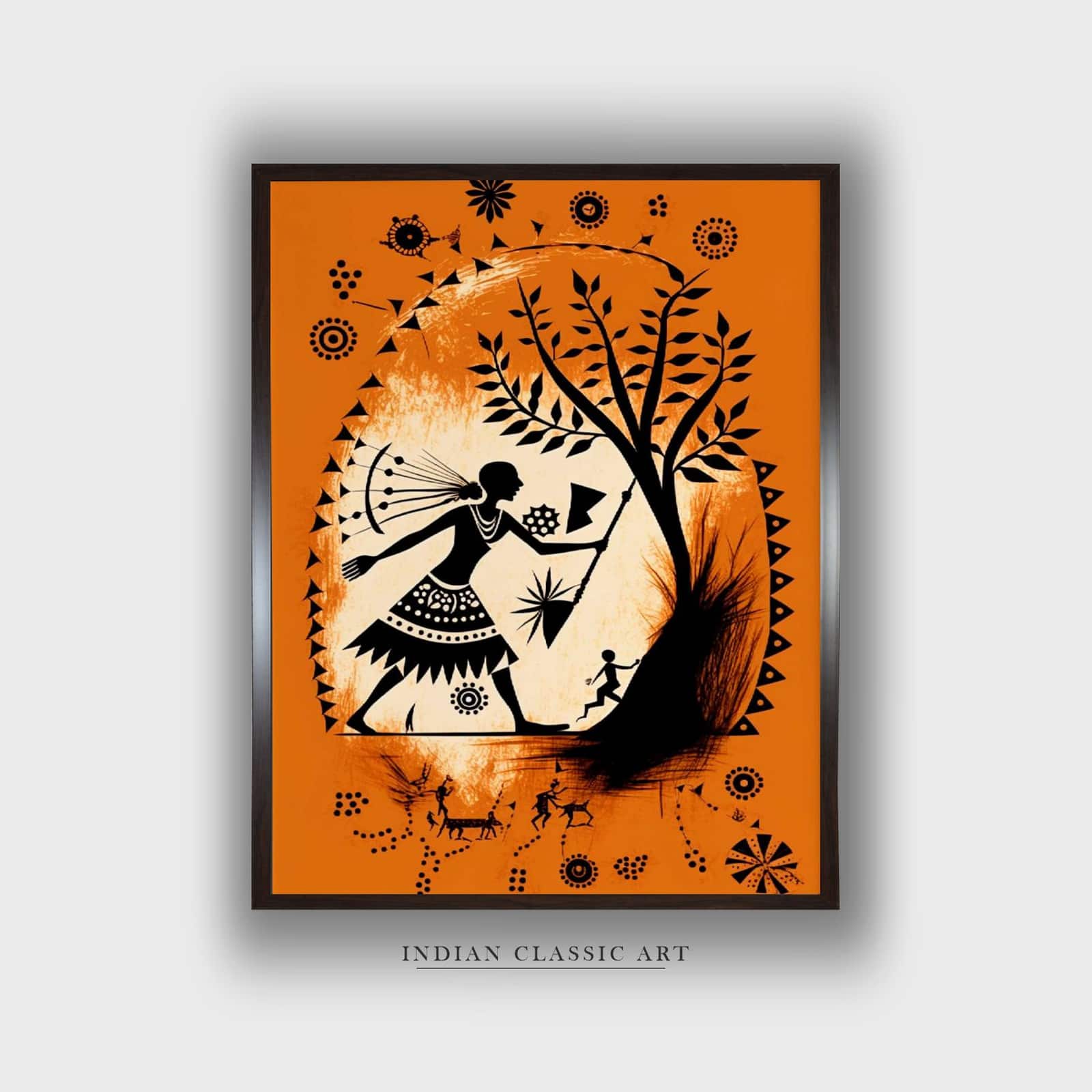 Celebrating Tradition Warli Canvas Wall Prints Canvas Wall Prints Set of 1 Multicolor Matte