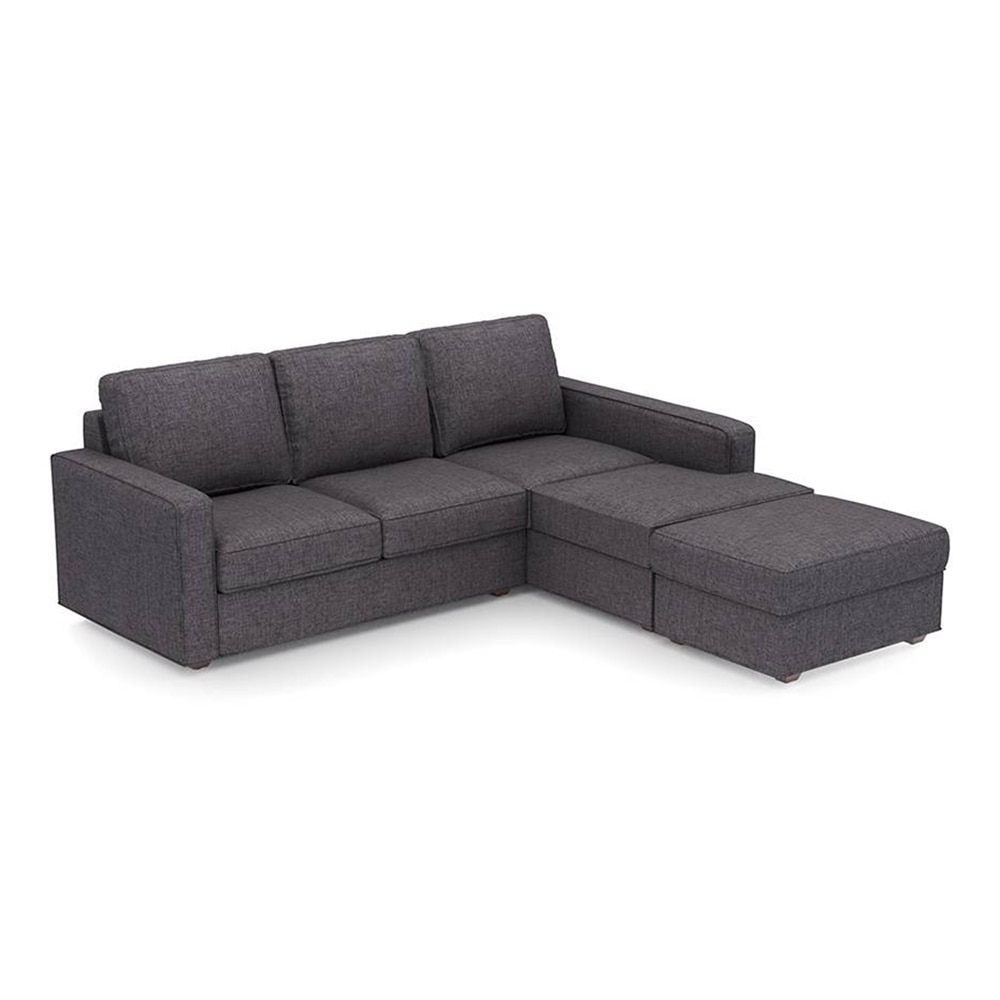 Apollo Compact Sofa (Colour : Steel, Cushion : Hard, Back Type : Regular, Seating Capacity : Right Aligned 2 Seater + Right Aligned Chaise)