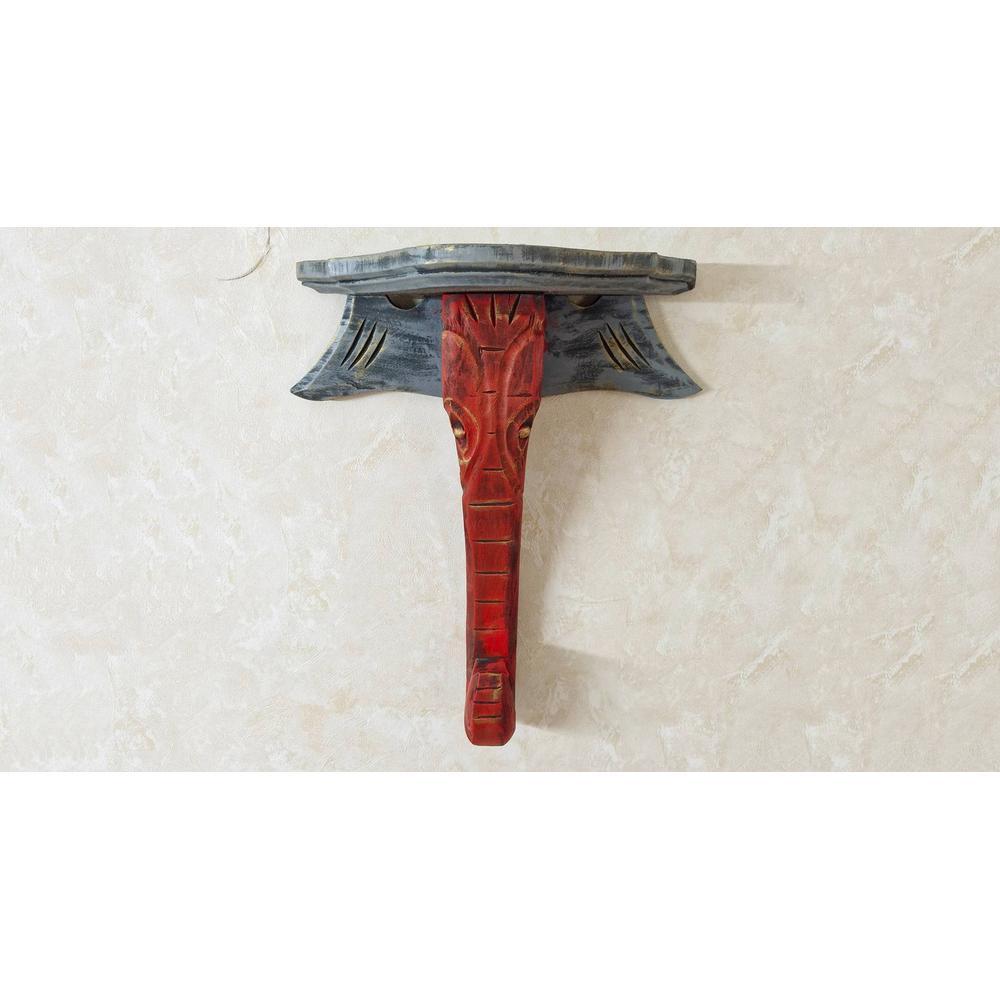 Hawley Red & Grey Handpainted Solid Wood Elephant trunk Wall Shelf by Dioo Fashions