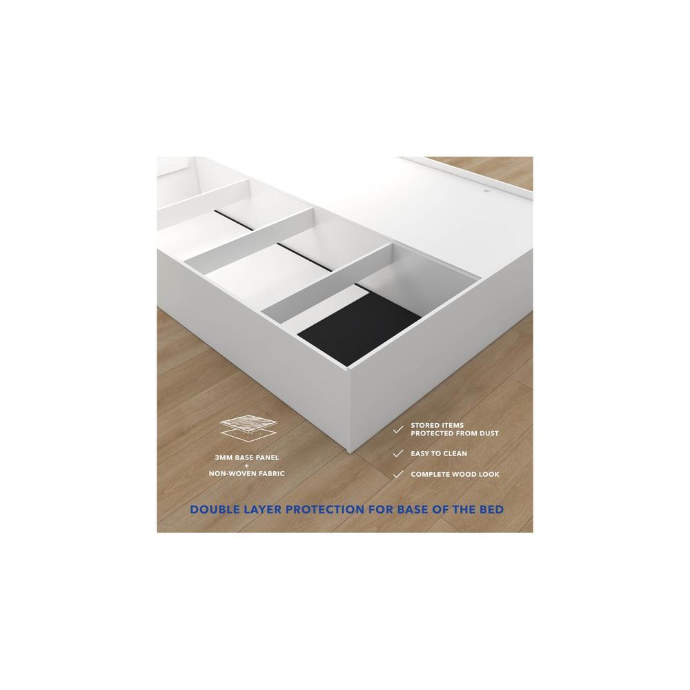 Charcoal Engineered Wood Queen Size Bed In White Finish