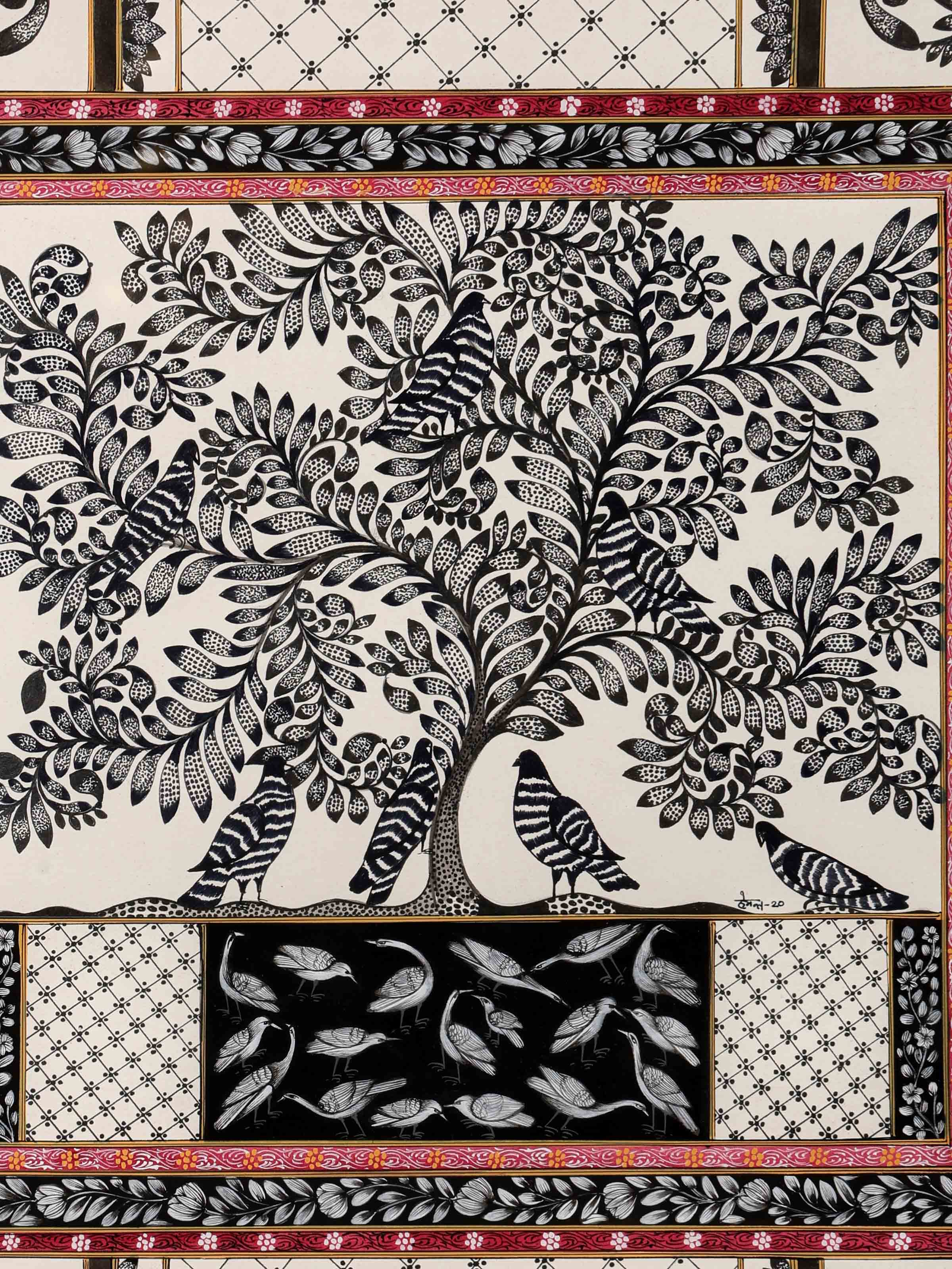 Tree with Birds Miniature Painting