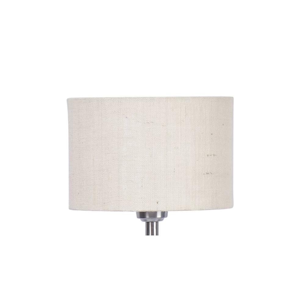 Emerald White Natural Fiber Floor Lamp with Steel Steel Base