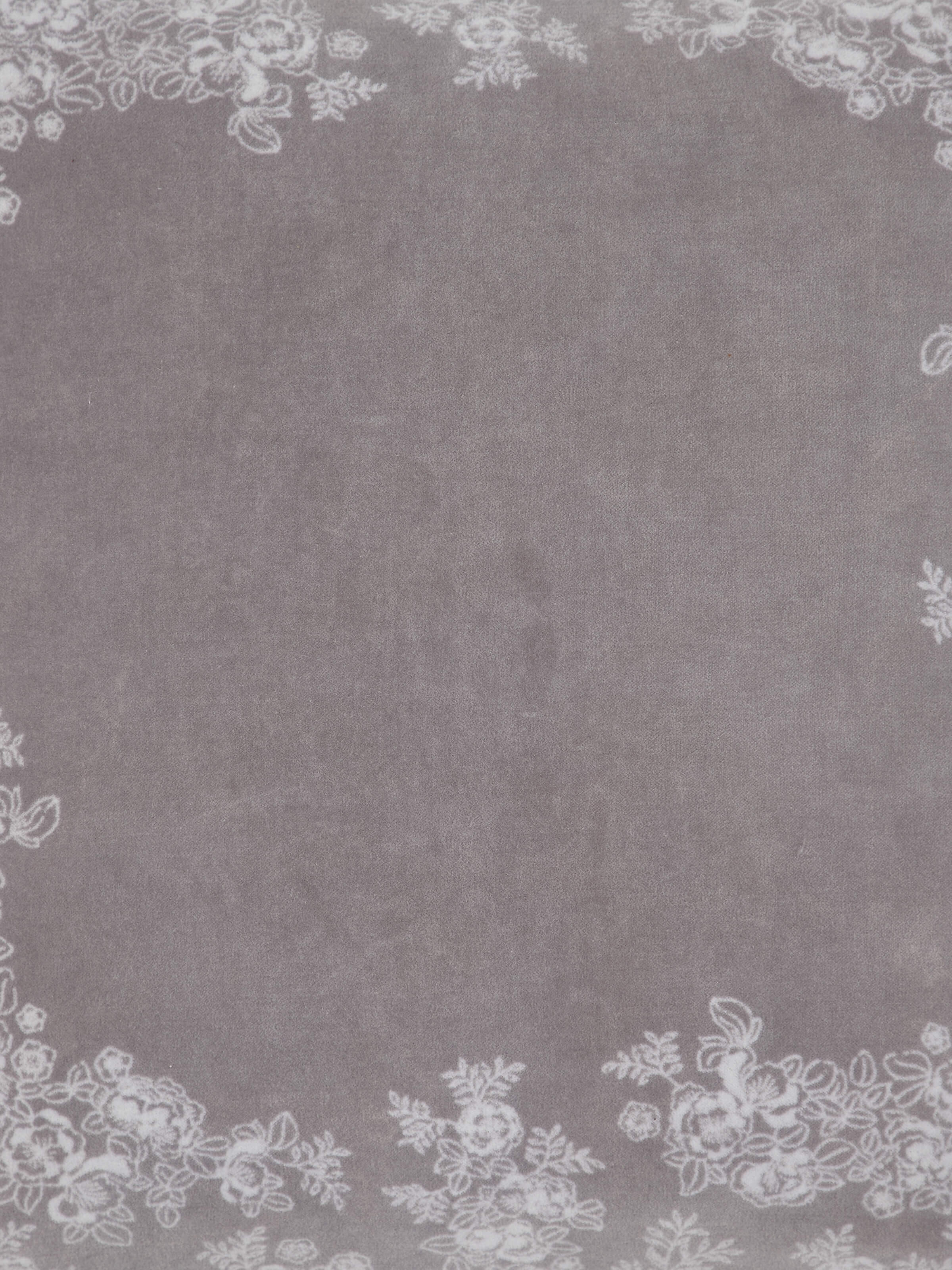 Shivranjini Grey Floral Cotton Velvet Sanganeri Hand Block Printed Cushion Cover