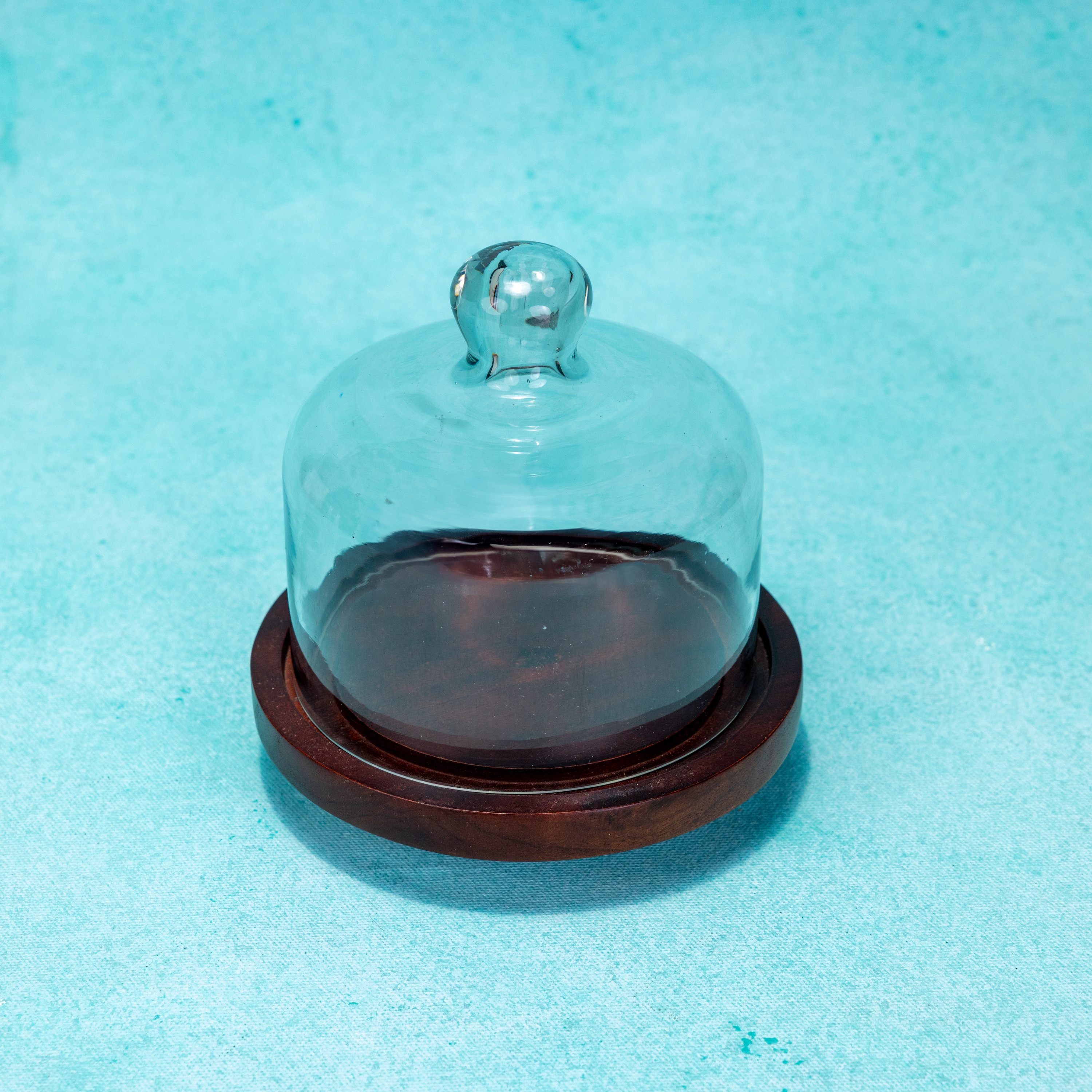 Ireka Homes Sugary Affair Acacia Wood Cake Stand with Glass Dome - Ireka Homes