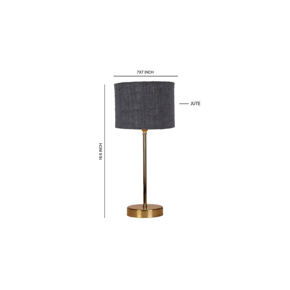 Grey Jute with Metal Gold Table Lamp