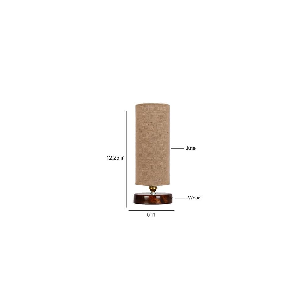 Sierra Beige Jute table lamp with brown wood base