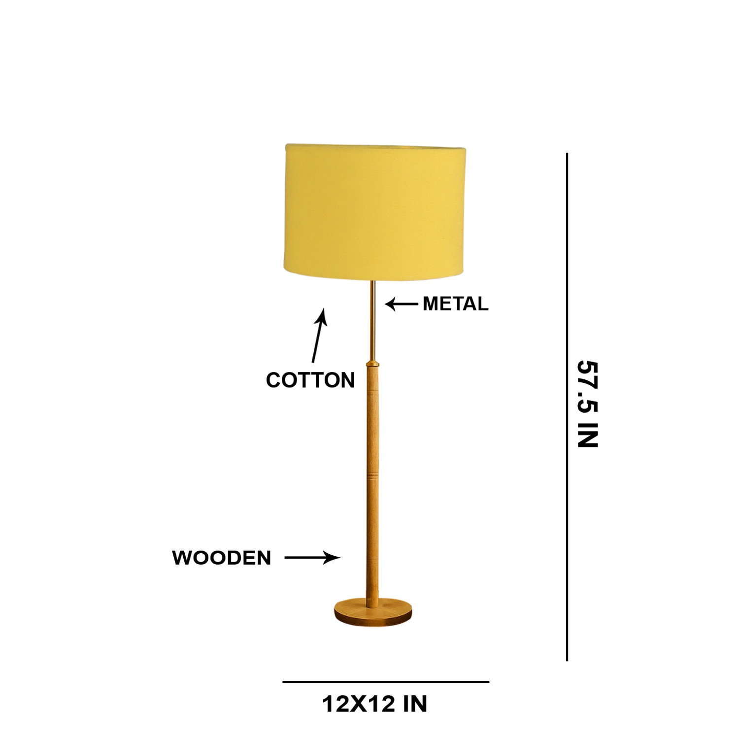 Devansh Wood & Metal Floor Lamp