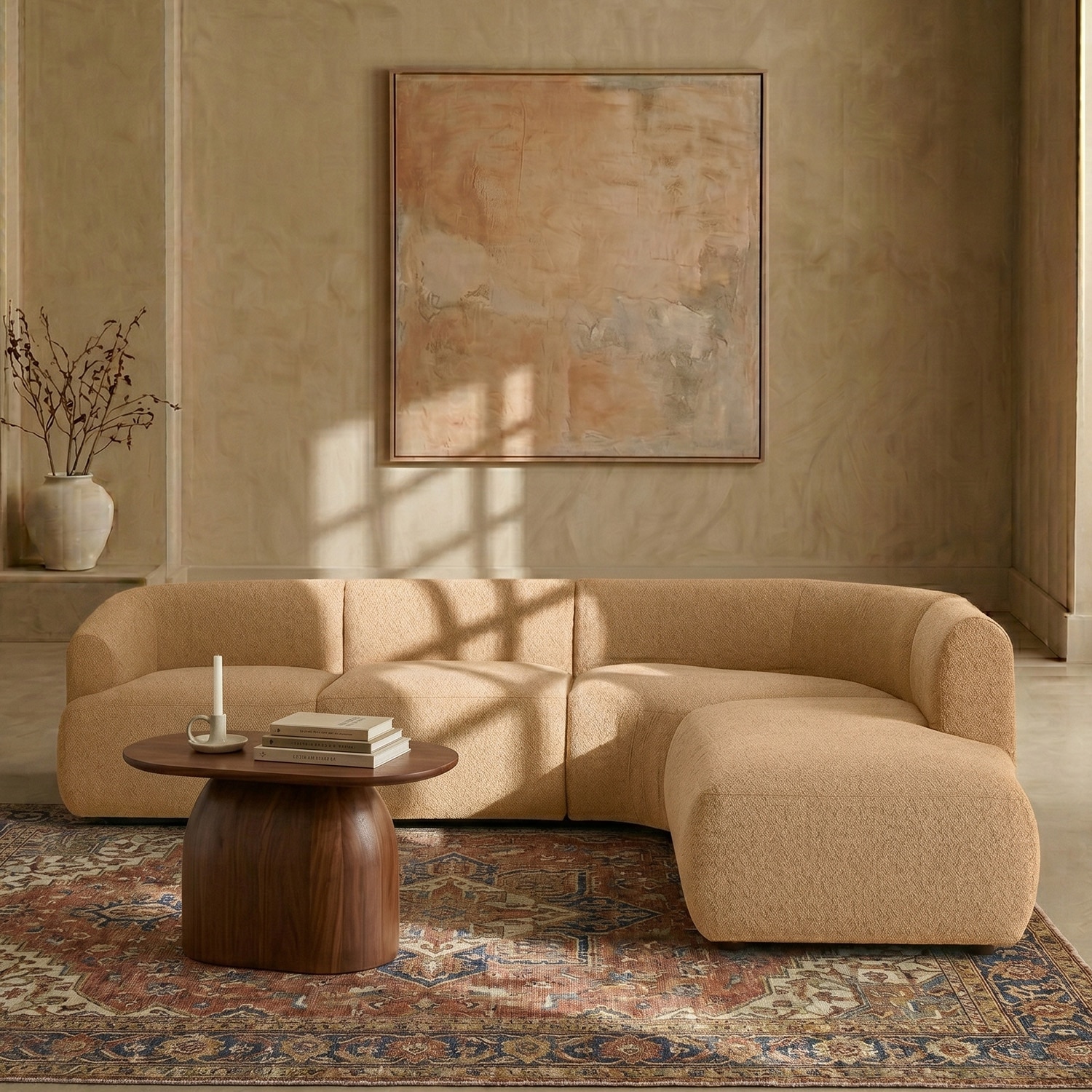 Zenliving Wood Left Aligned 3-Seater With Upholstery Non Storage Sofa In Brown Colour - Nestroots