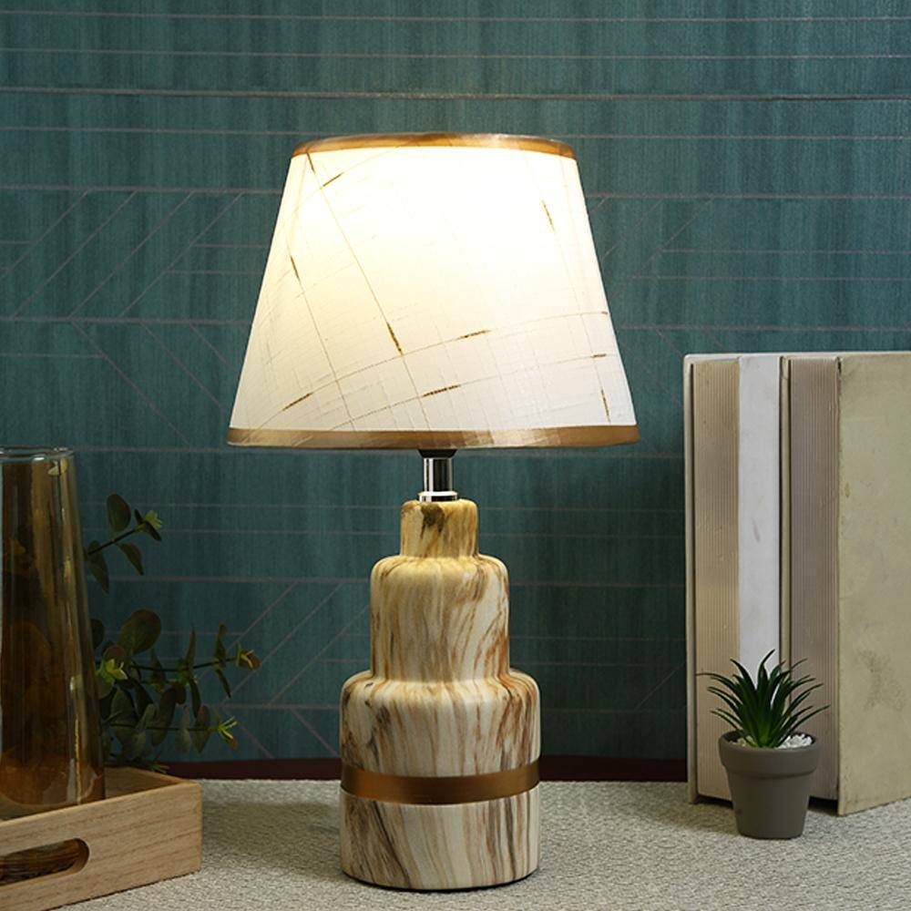 White and Golden Artisanal Table Lamp