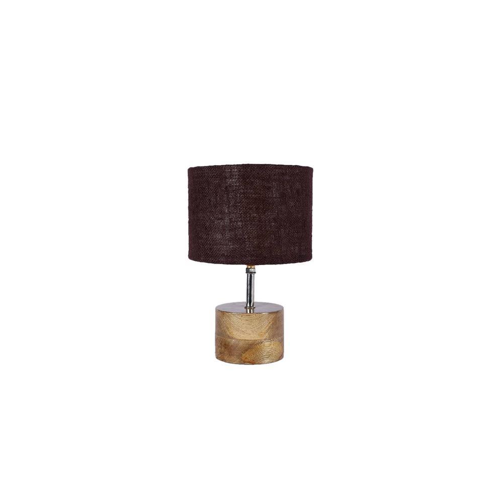 Loyall Brown Natural Fiber Shade Table Lamp with Natural Wooden Base