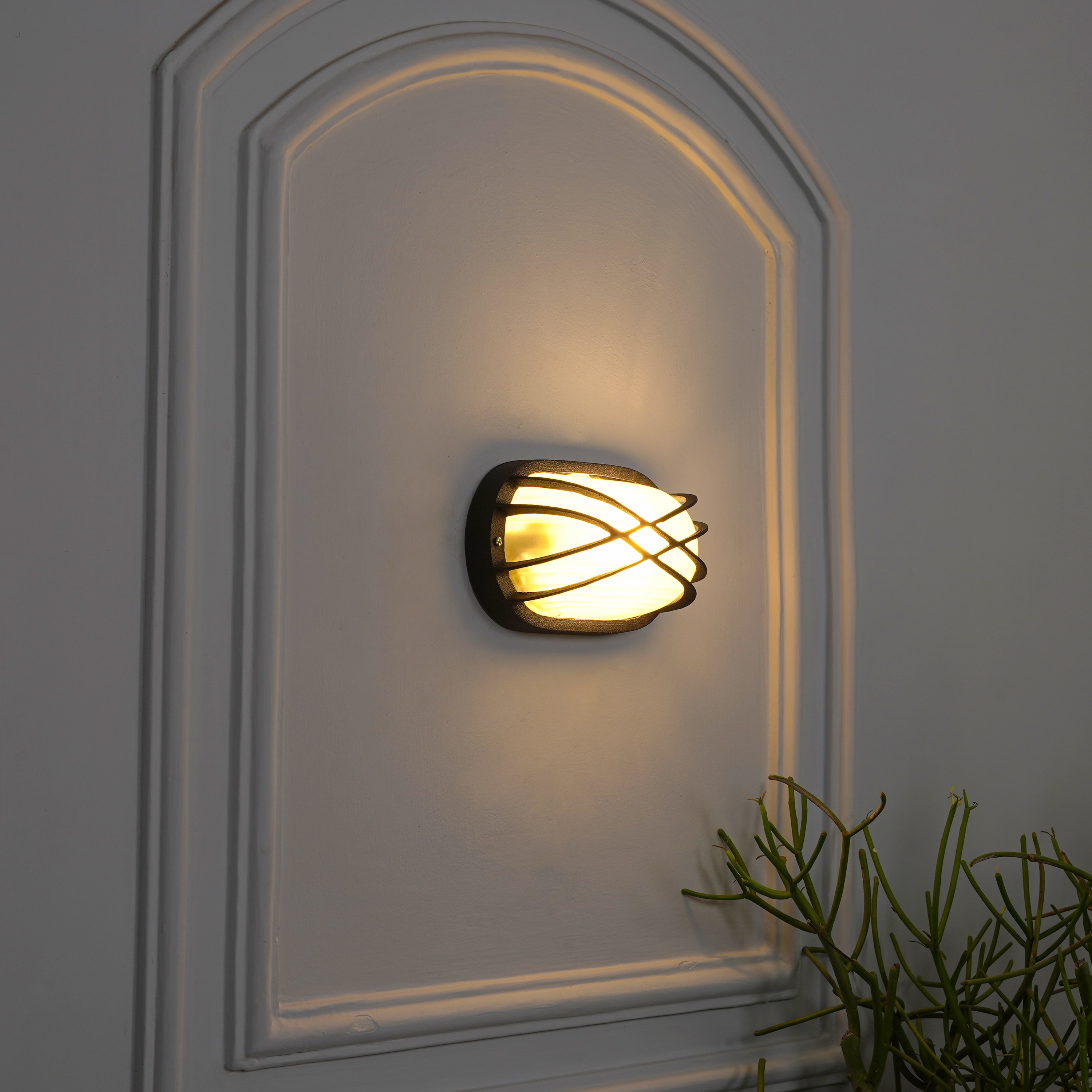 Aqua  Oval Grey Outdoor Wall Light