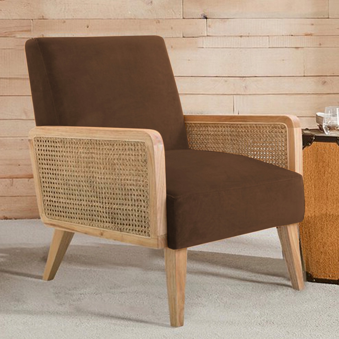 Evant Ratan Accent Chair in Brown Colour