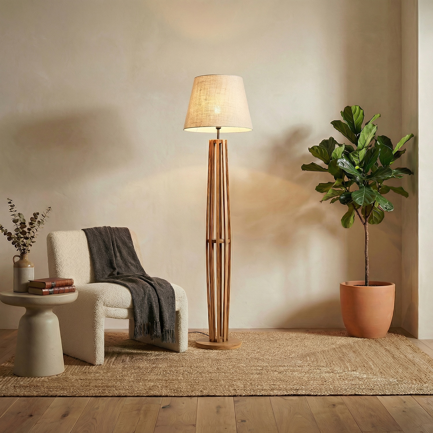 Tall Boy Black Jute Floor Lamp with Black Jute Base