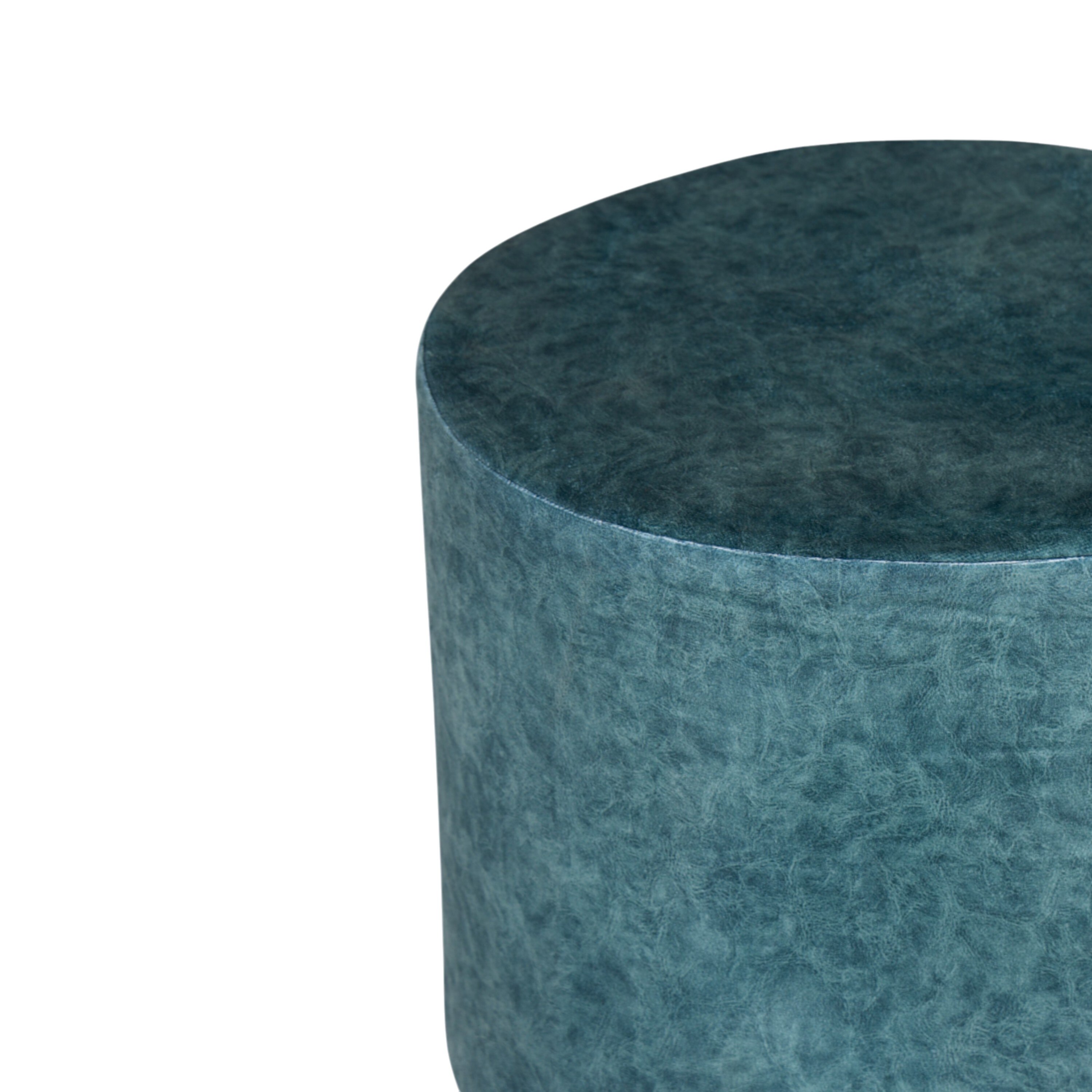 Lisbon Solid Wood Ottoman Pouffee in Textured Cyan Blue Jackard fabric