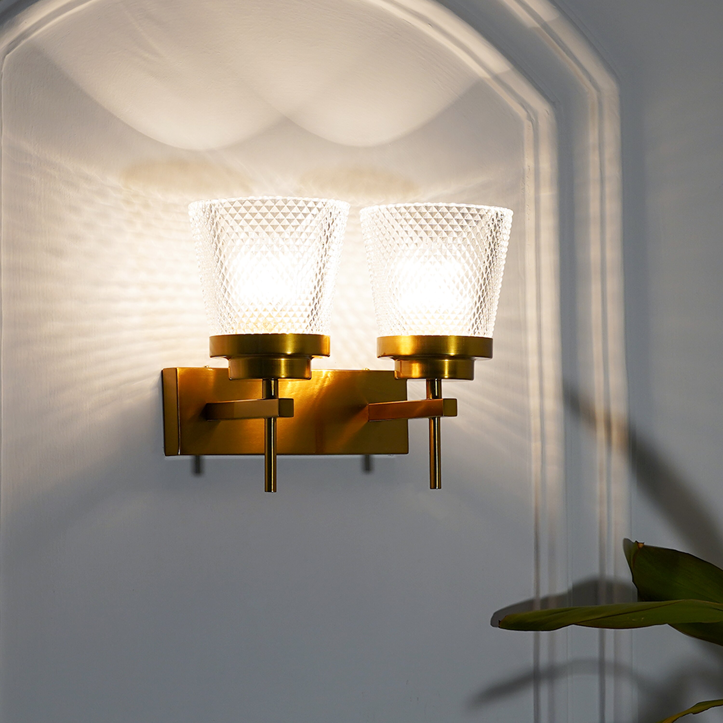 Meirit Double Arm Glass and Metal Wall Light