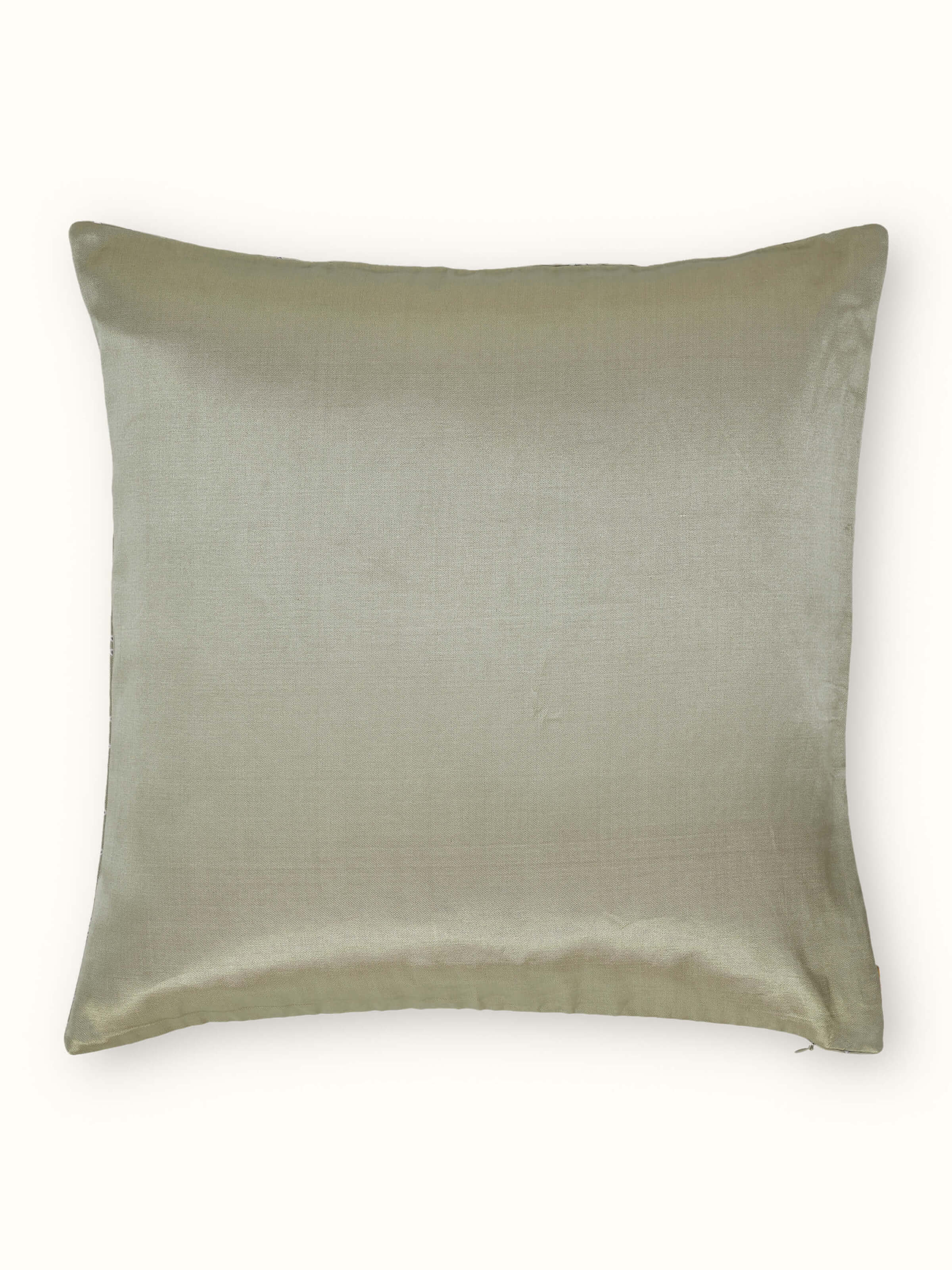 Rambagh Green Checks Cotton Blend Sanganeri Hand Block Printed Cushion Cover