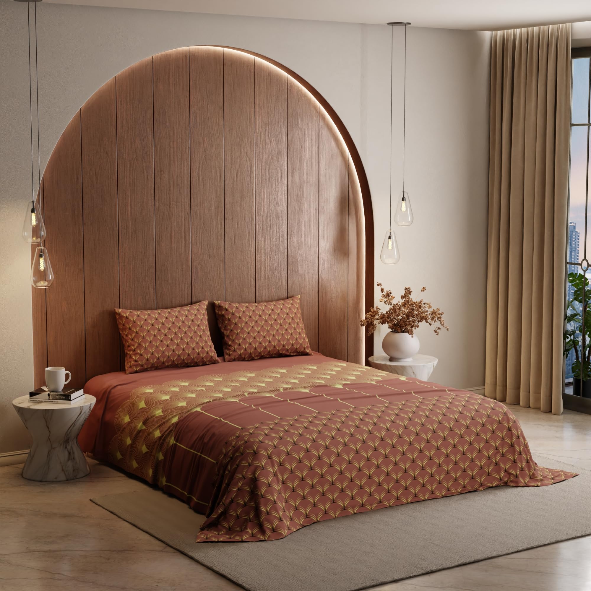 Stoa Paris King Size Bedsheet Bedsheet,  Copper - Stoa Paris