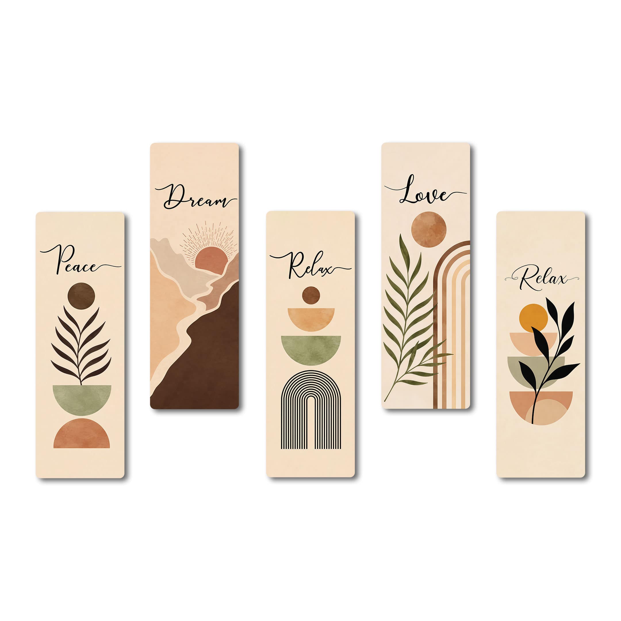 The Castle Decor Peace Dream Relax Wall Art Set of 5 27x48 Inch - The Castle Decor