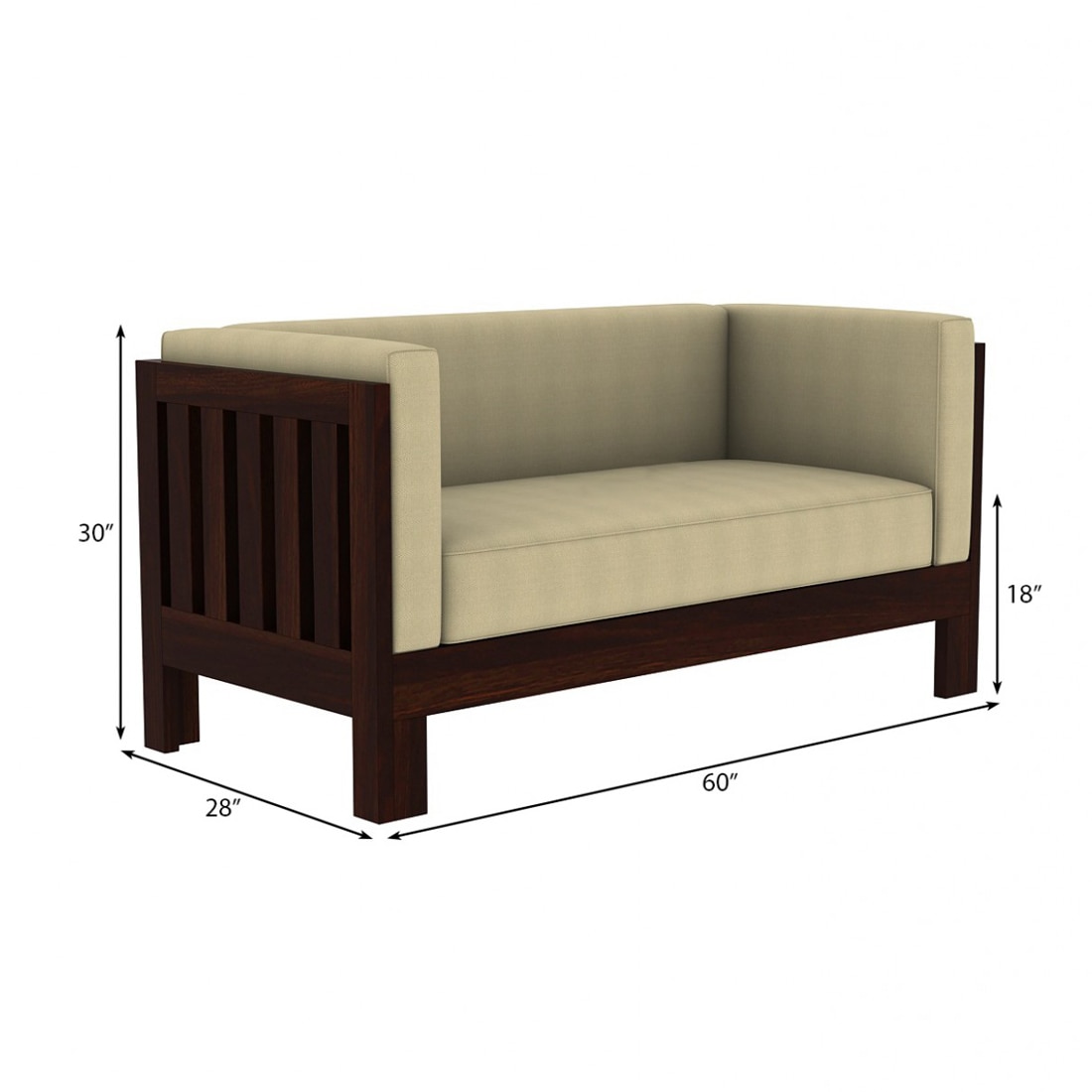 Prashiv 2+1+1 Seater Wooden Sofa (Creame Colour, Walnut Finish)