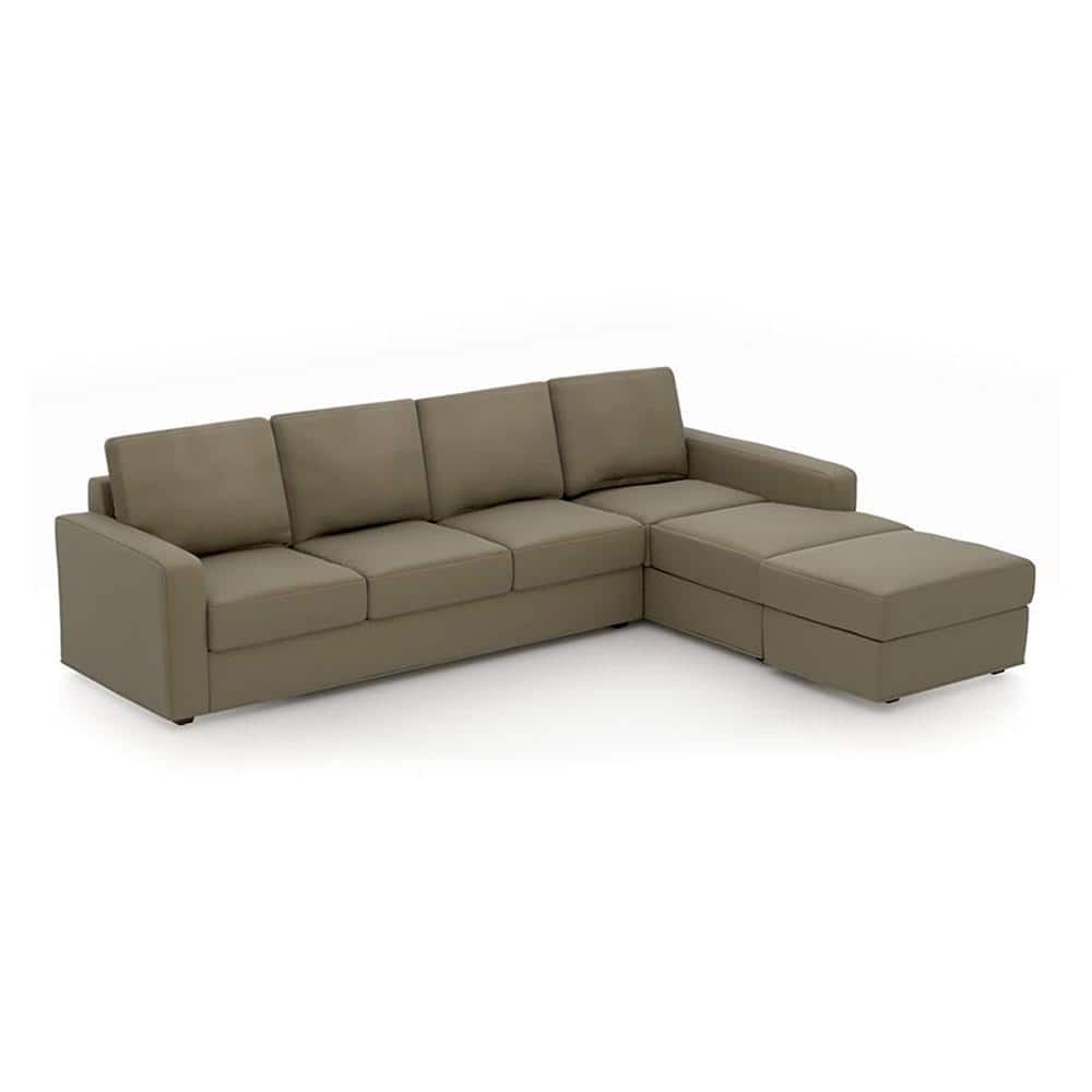 Apollo Compact Sofa (Colour : Cappucino, Cushion : Hard, Seating Capacity : Right Aligned 3 Seater + Right Aligned Chaise + Ottoman)