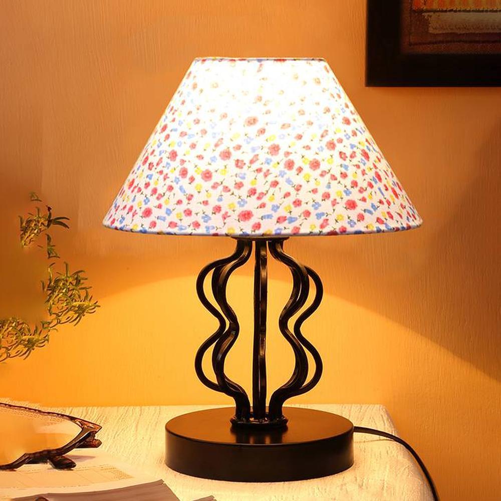Alayna Multi cotton Shade Iron Table Lamp