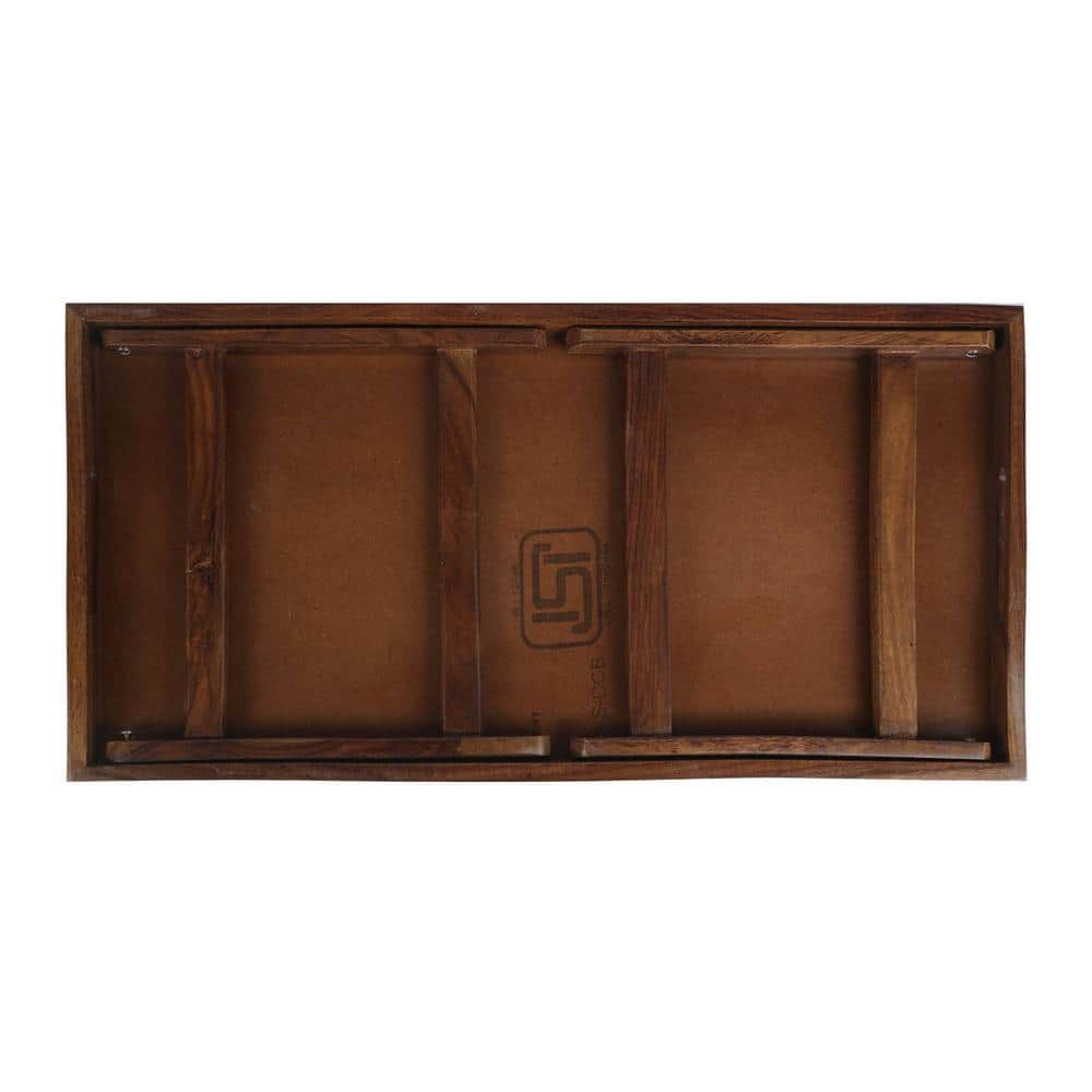 Cultural Mosaic Solid Wood Breakfast Table and Serving Tray In Multicolour