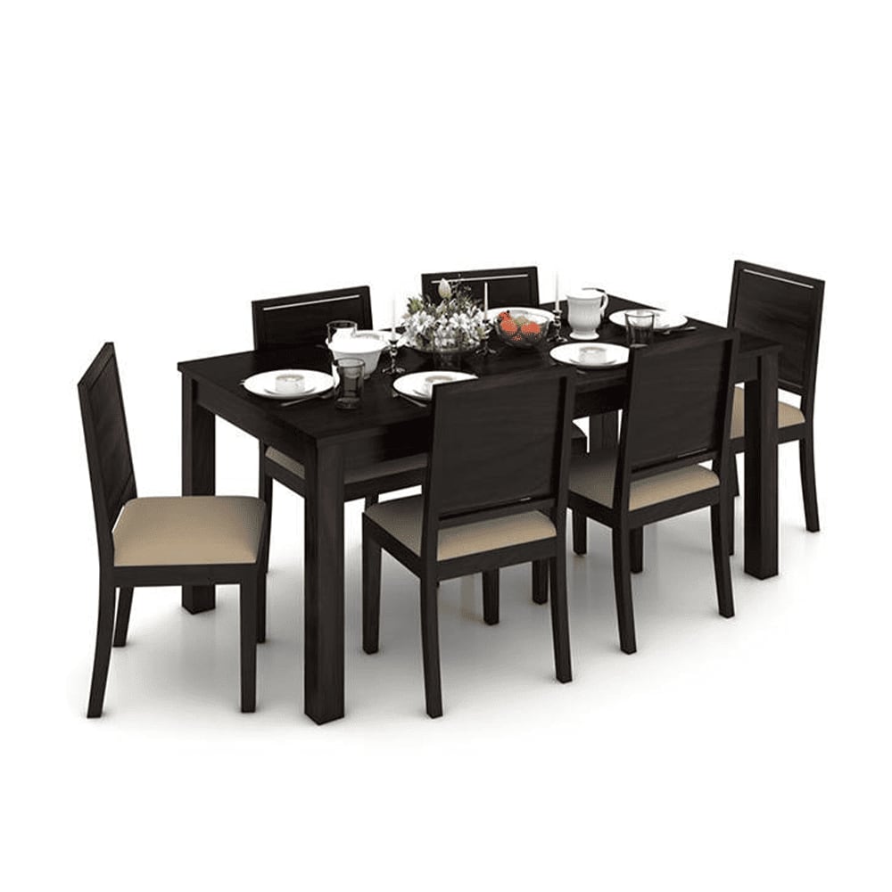 Arabia Xl Storage- Oribi 6 Seater Dining Table Set (Colour- Wheat Brown , Finish- Mahogany)