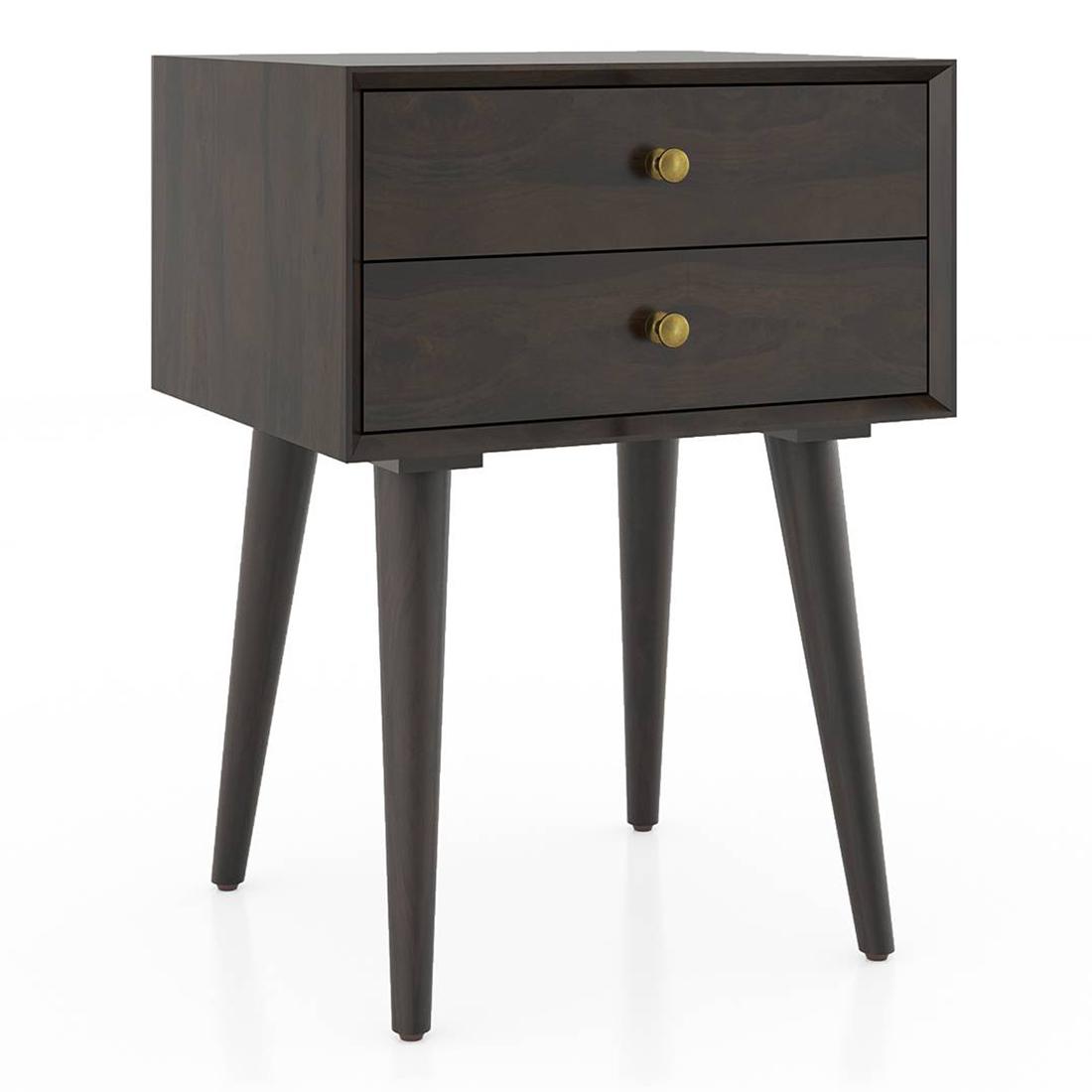 Denton Solid Wood Bedside Table in American Walnut Finish