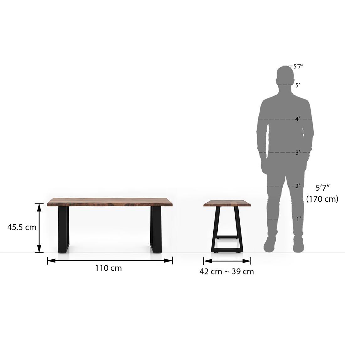 Aquila Live Edge Solid Wood Dining Bench In Teak Finish