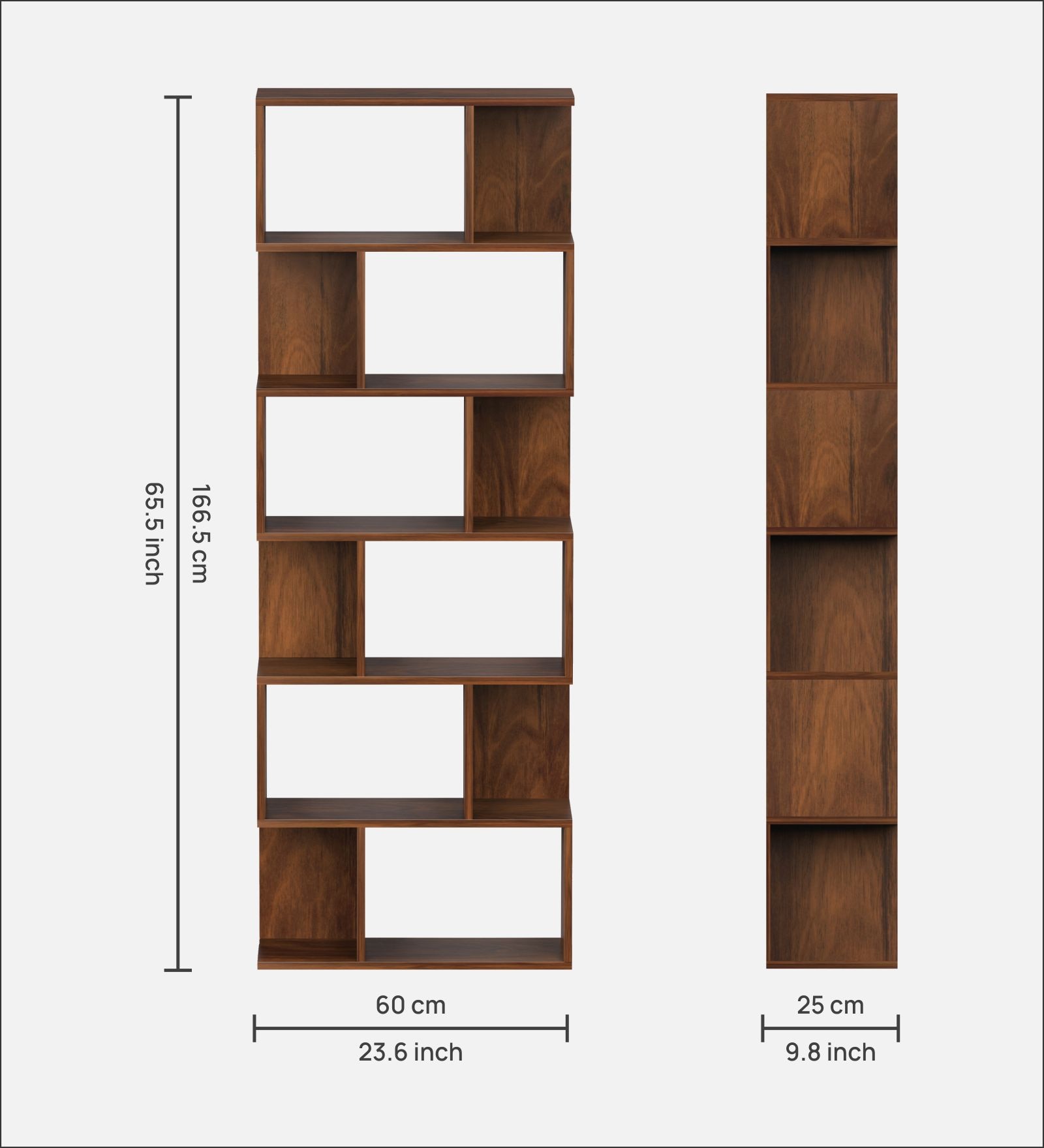 Crosbon Engineered Wood Bookshelf in Brown Maple