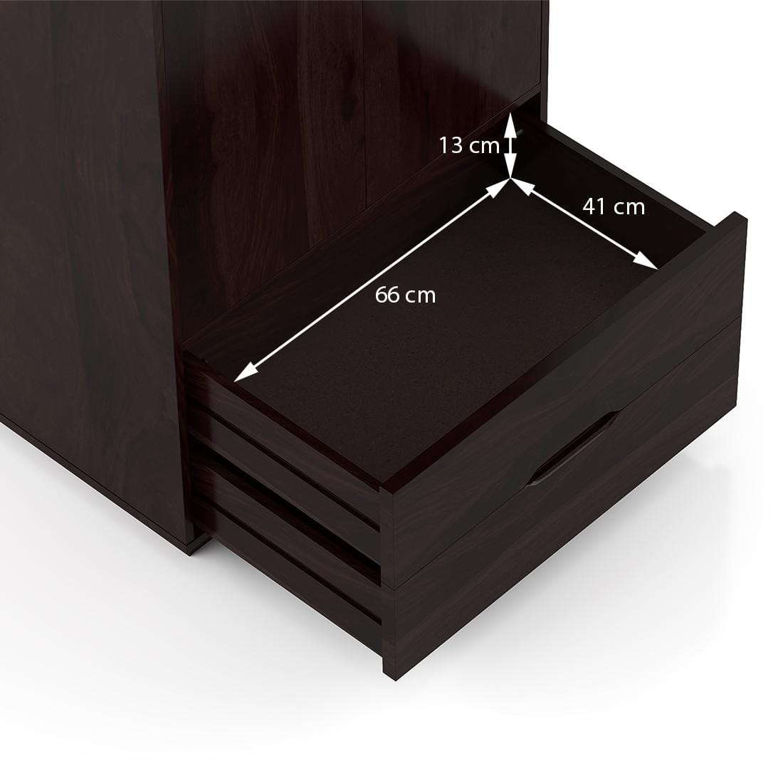 Zephyr Solid Wood 2 Door Wardrobe in Mahogany Finish