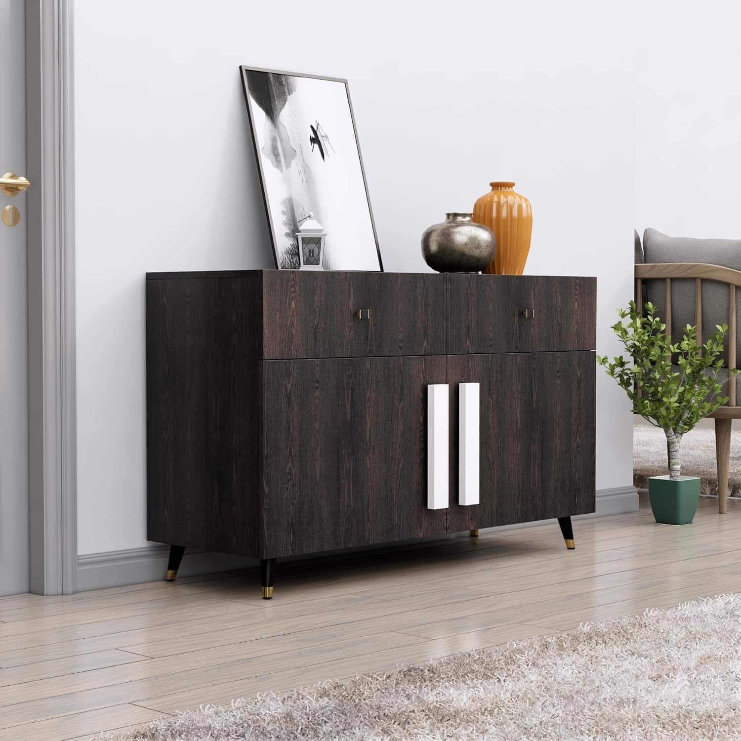 Hexa Red Multipurpose Storage Cabinet With 2 Drawer 2 Door in Flower Wenge Colour - HexaRed