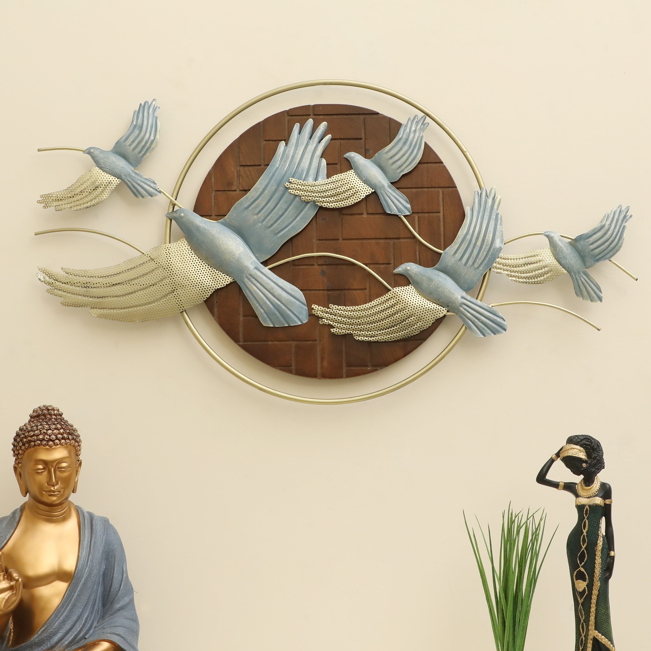 W-Bailey Abstract Metal Wall Decor in Multicolor Set of 1 - Vedas Exports