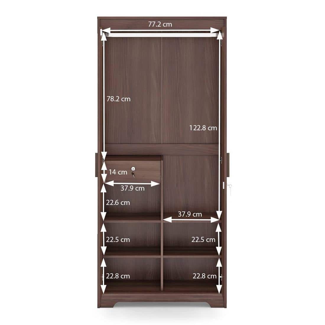Hilton 2 Door Wardrobe With Lock in Chestnut Acacia Finish