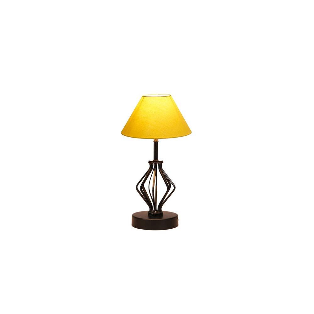 Camryn Yellow cotton Table lamp with Iron Base