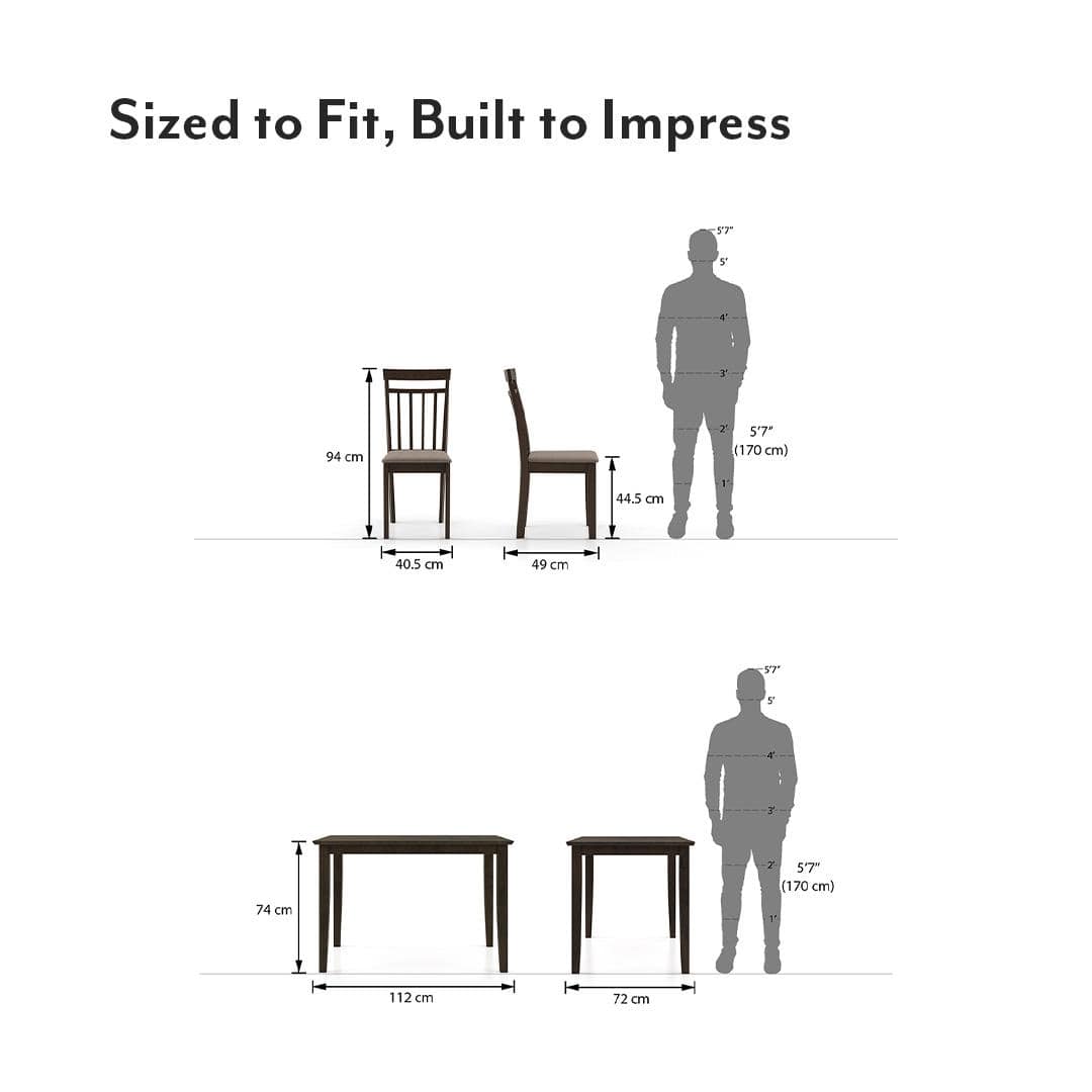 Ava 4 Seater Dining Table Set in Umber Walnut Finish