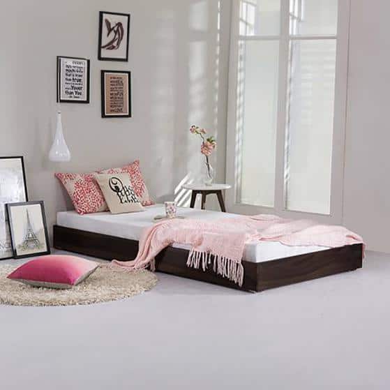 Merritt Solid Wood Single Size Bed In Mahogany Finish