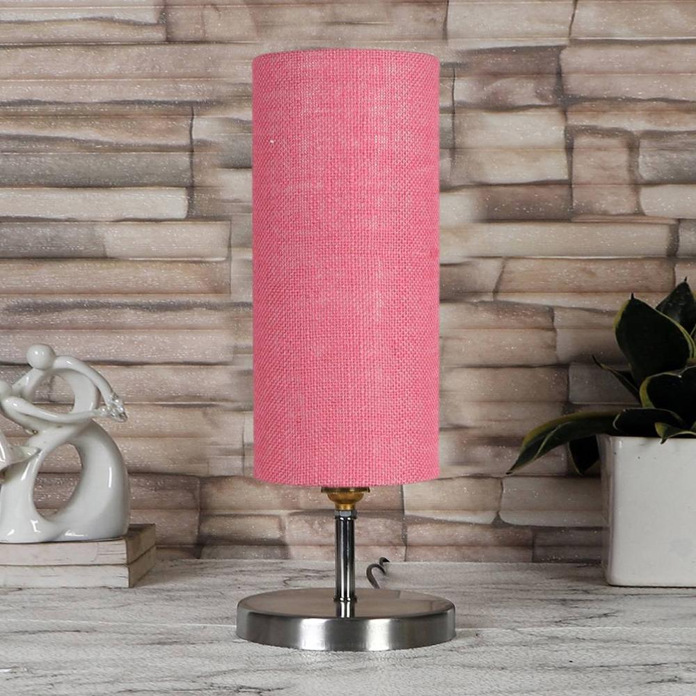 Pink Jute table lamp with Steel Base -50