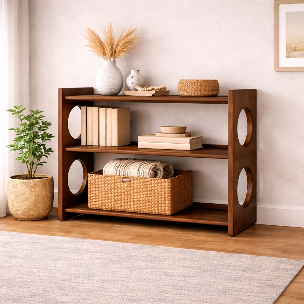 Pinky Solid Wood Book Shelf in Dark Brown Finish