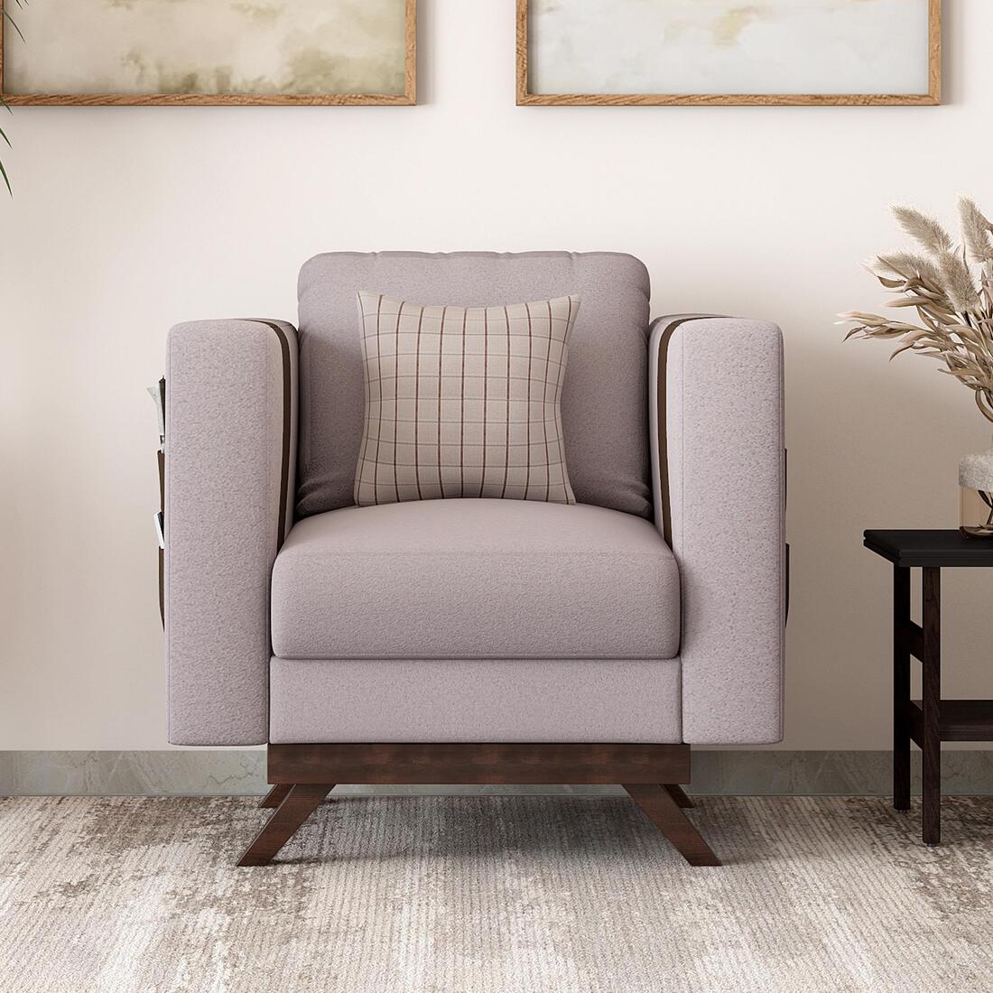 Rubik 1 Seater Fabric Sofa in Smokey Taupe Colour