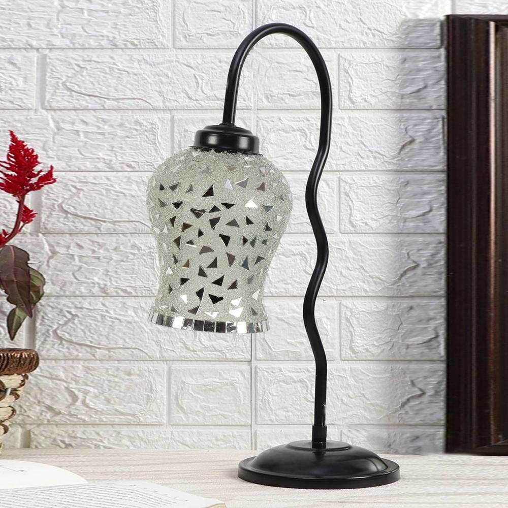 Multicolor Mosaic Glass Zig Zag Curvy Table lamp with Iron Base (EN03) - Devansh