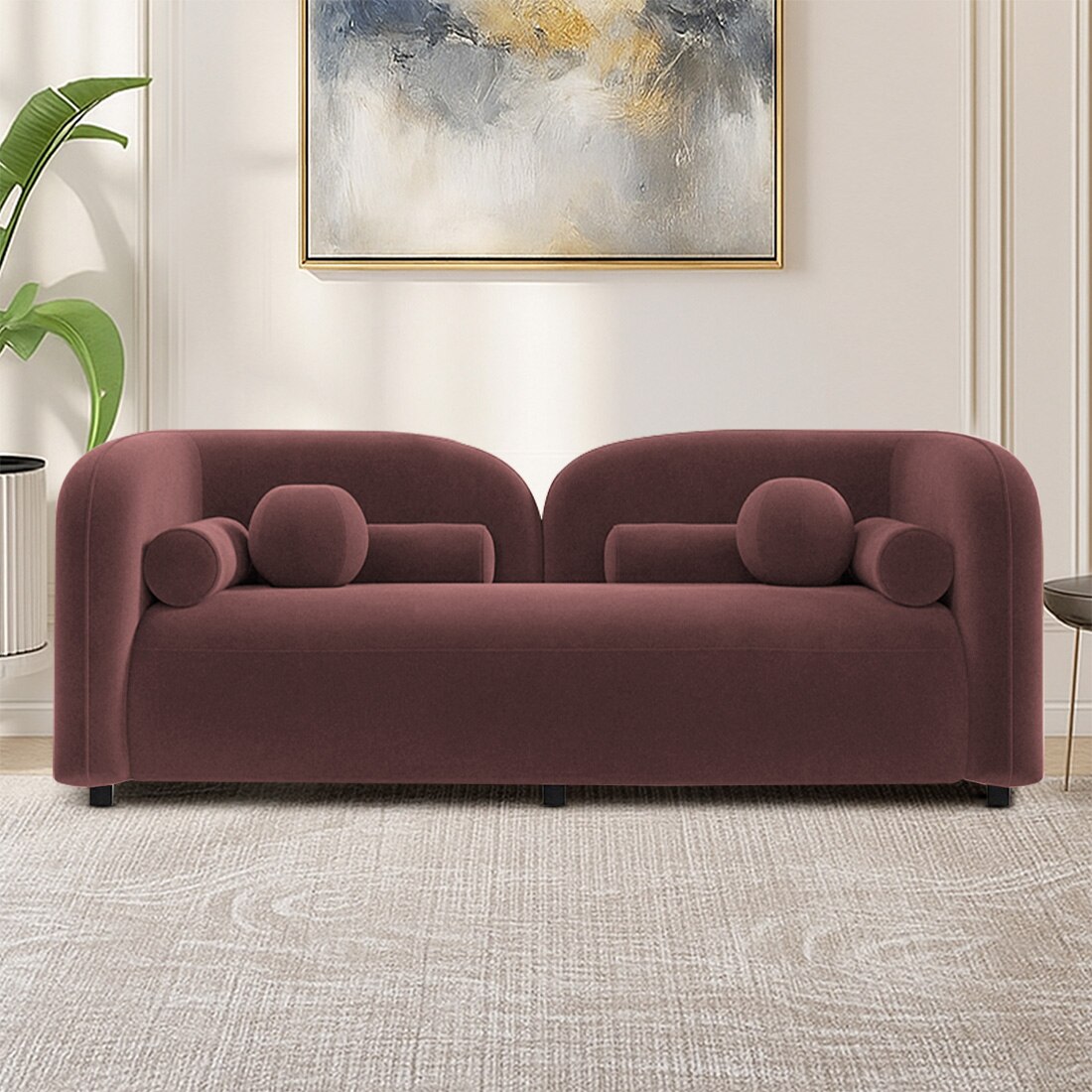 Homro Velvet 2 Seater Sofa in Pink Colour - Home Lifestylez