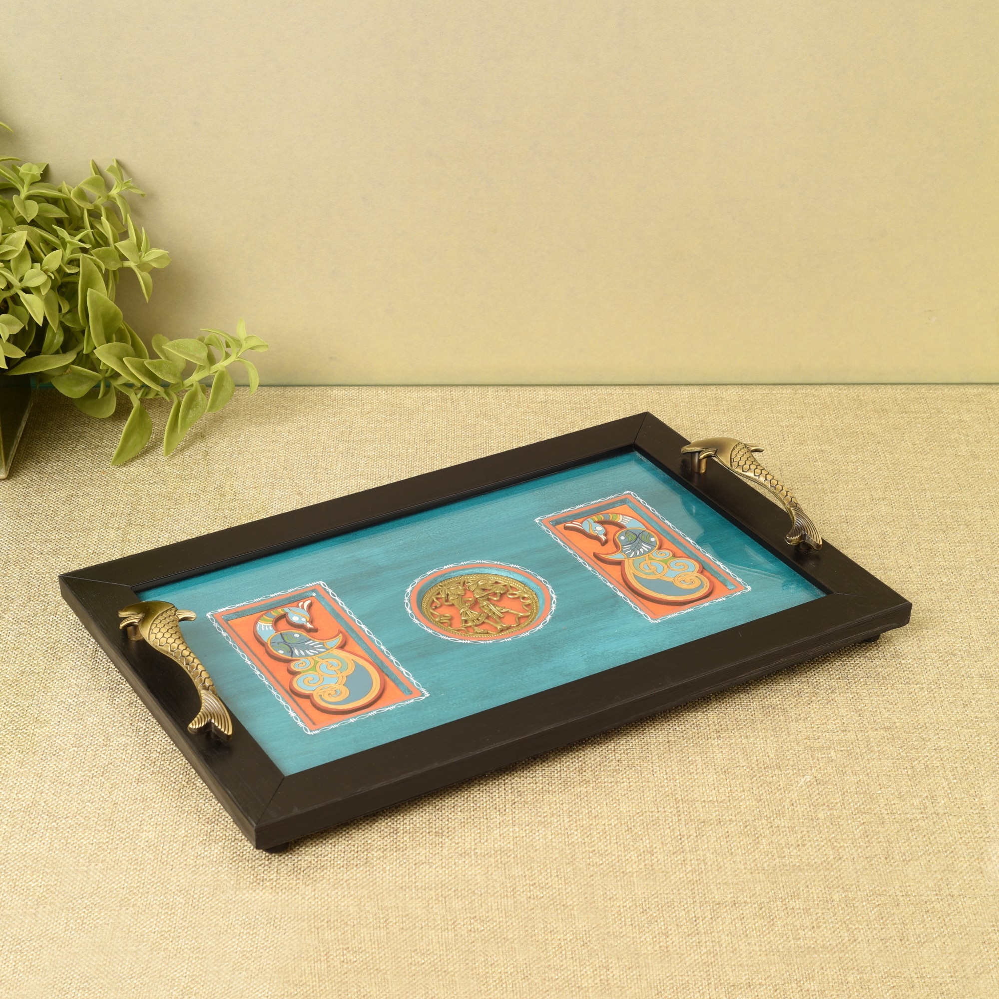 Azure Avian Tray - Aakriti Art Creations