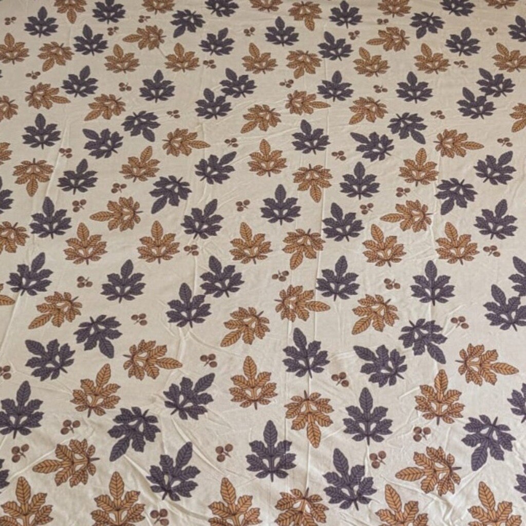 Beige Floral 270 TC Glaze Cotton Fitted Queen Size Bedsheet With 2 Pilllow Covers