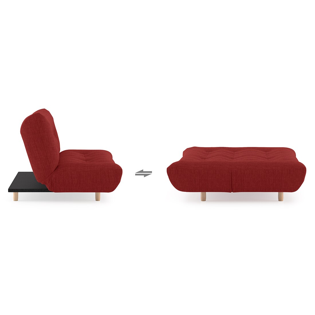 Palermo 3 Seater Click Clack Sofa cum Bed In Salsa Red Colour