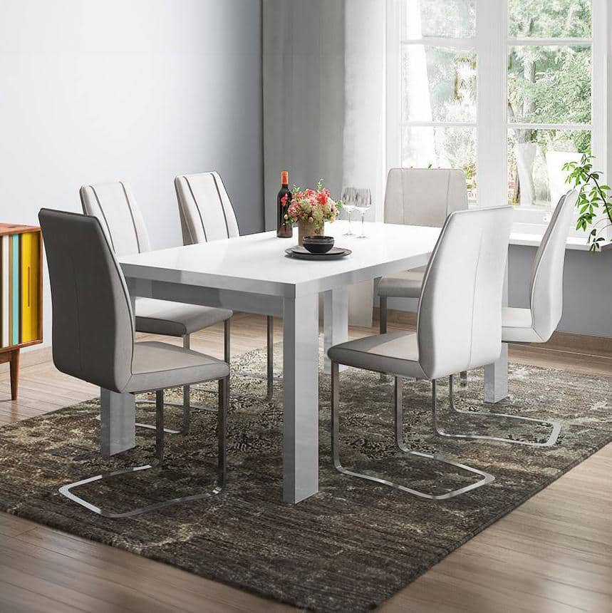Seneca Metal Dining Chair Set Of 2 In White Finish