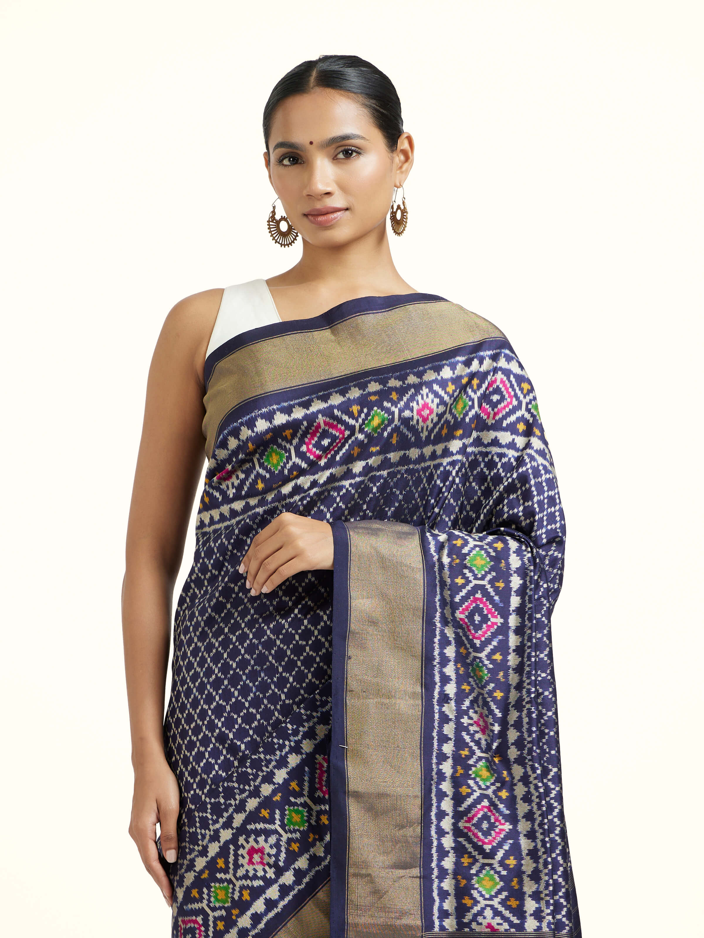 Blue Mulberry Silk Pochampally Weft Ikat Saree