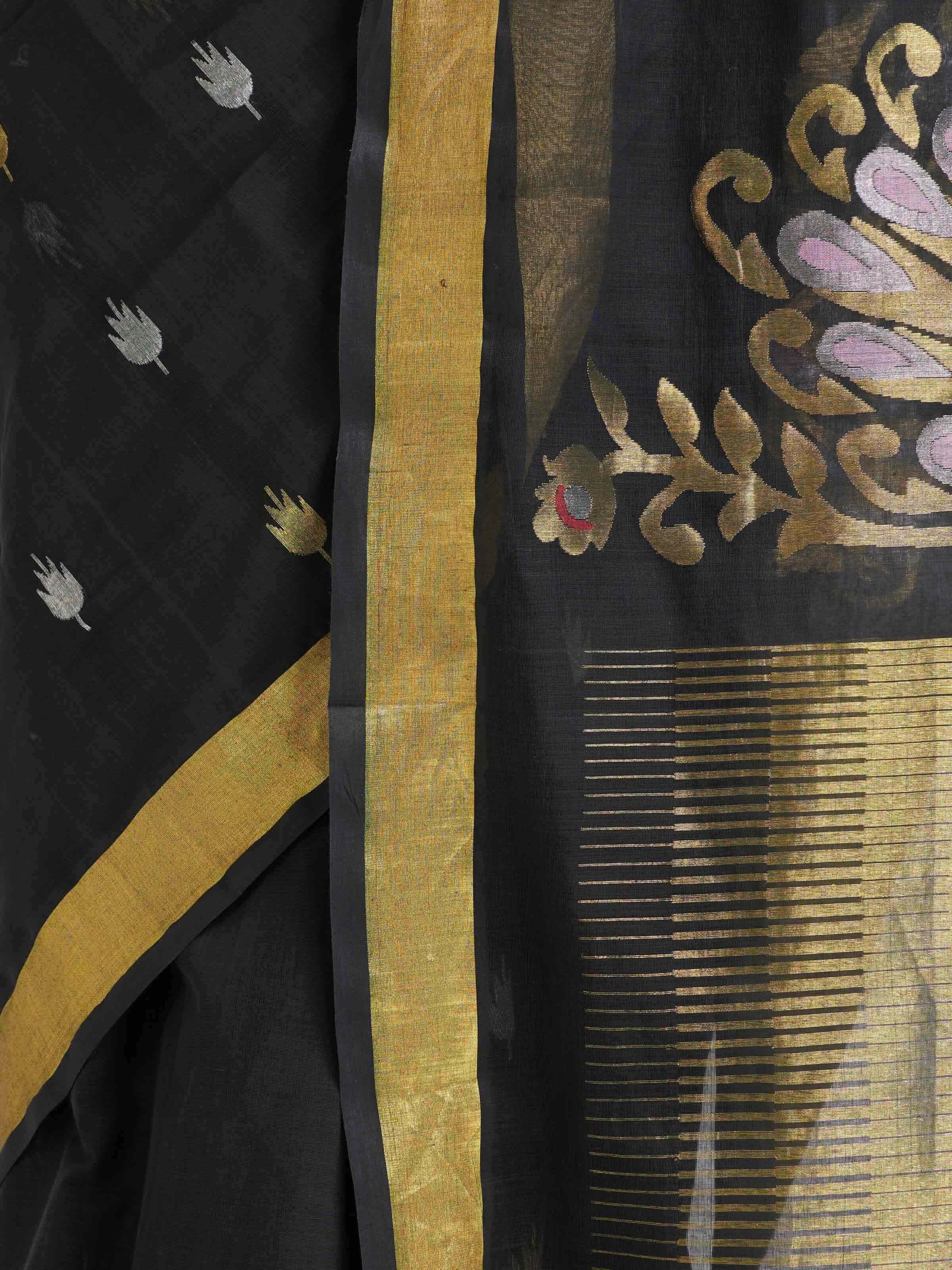 Black Cotton Venkatagiri Saree