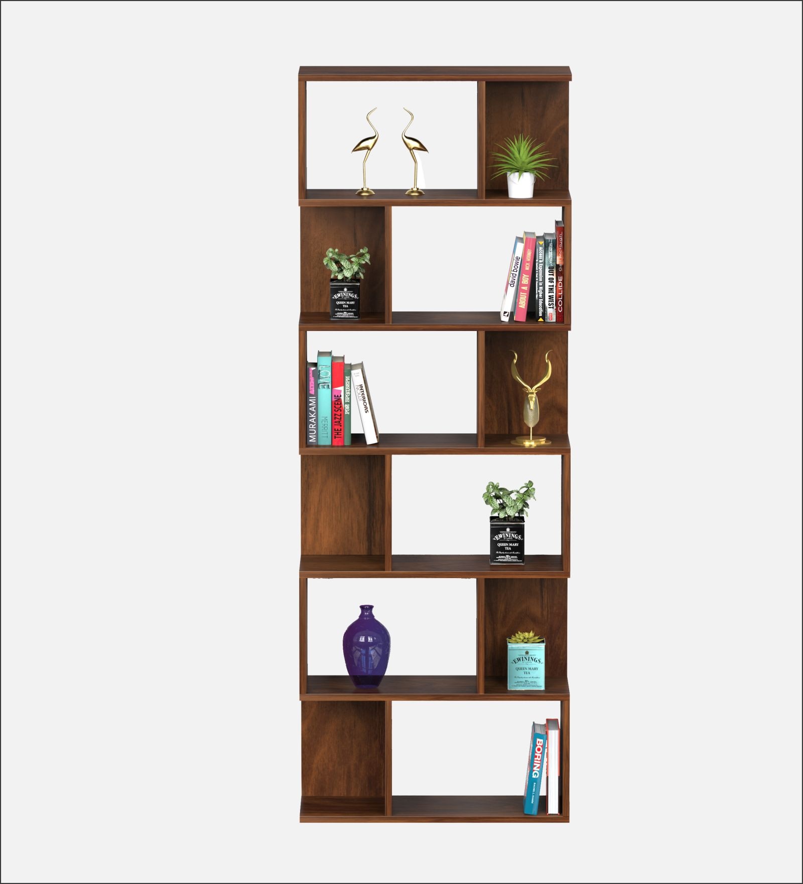 Crosbon Engineered Wood Bookshelf in Brown Maple