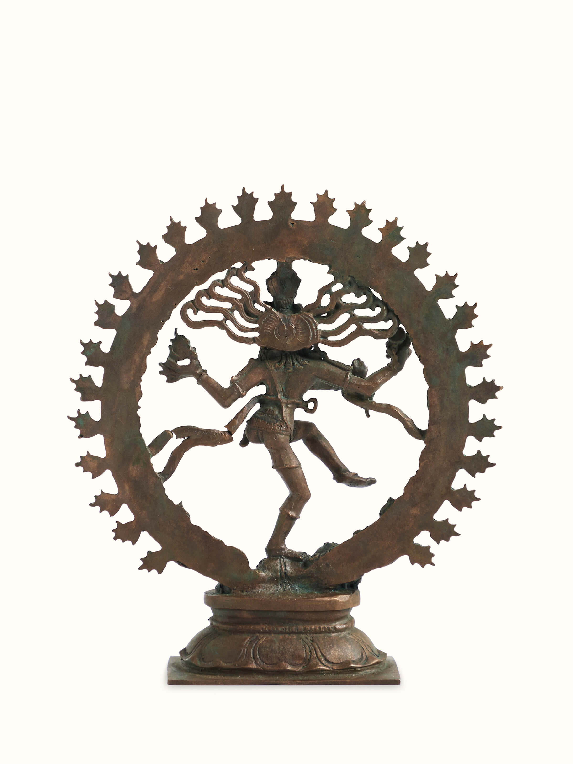 Back view of Mystical Natraja antique sculpture highlighting the intricate details and divine aura of Lord Shiva's dance.